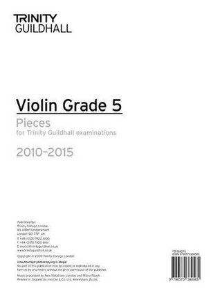 Download Violin Exam Pieces Grade 5 2010-2015 (part Only) (Trinity Guildhall Violin Examination Pieces 2010-2015) - Trinity Guildhall file in ePub