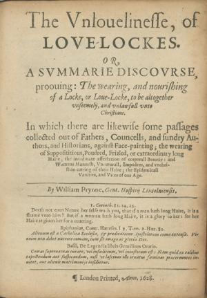 Download The Unlovelinesse of Love-Lockes; Or a Summarie Discourse, Prooving: The Wearing and Nourishing of a Lock or Love-Locke, to be Altogether Unseemely, and Unlawfull unto Christians - William Prynne file in PDF