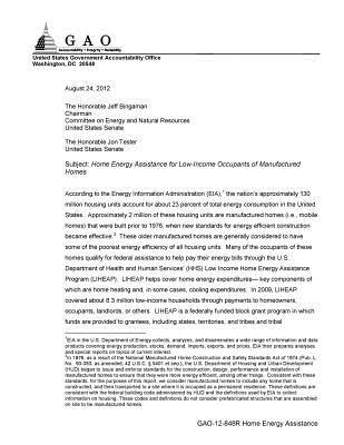 Read Home Energy Assistance for Low-Income Occupants of Manufactured Homes - U.S. Government Accountability Office file in ePub